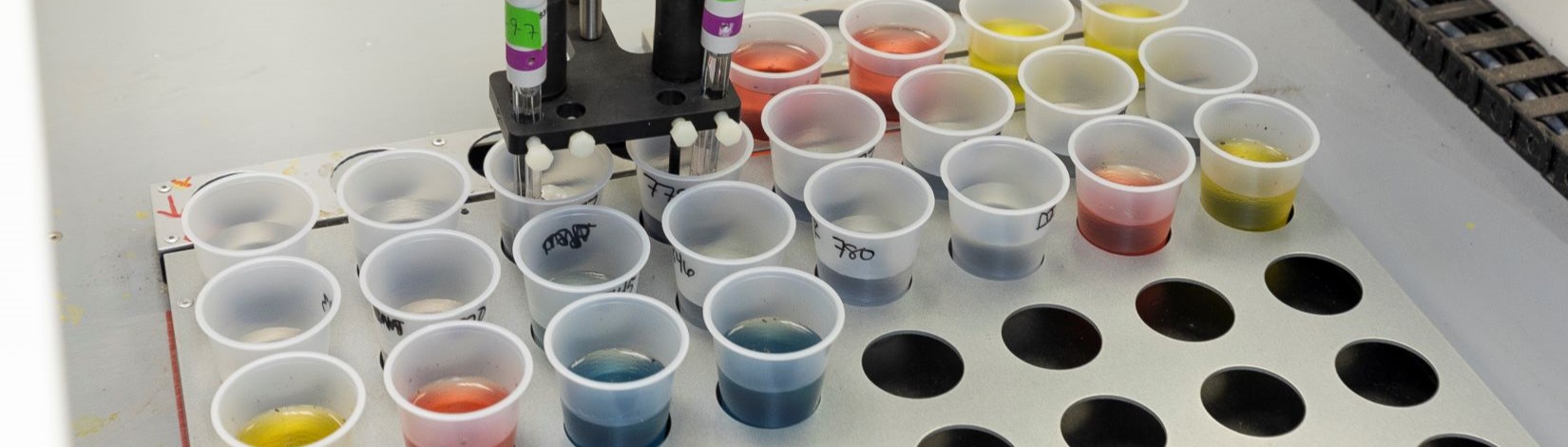 colorful solutions in cups